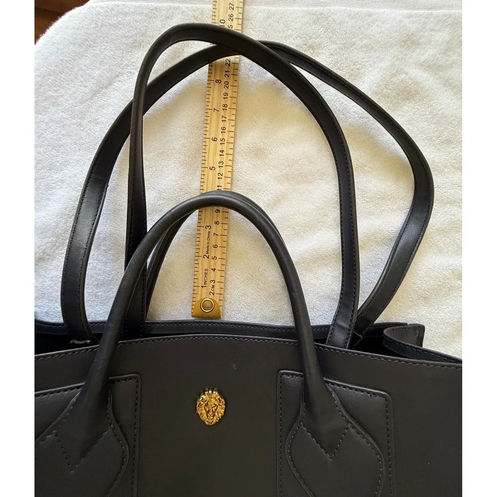 Anne Klein Vintage City Chic Black Lion Head Tote Shoulder Bag Logo